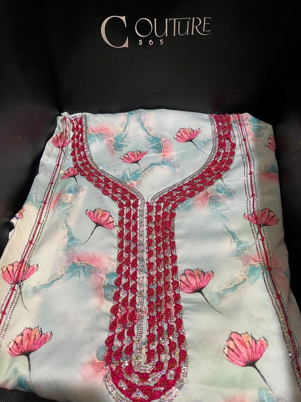 Baby Blue Emirati Mukhawar - Stiched