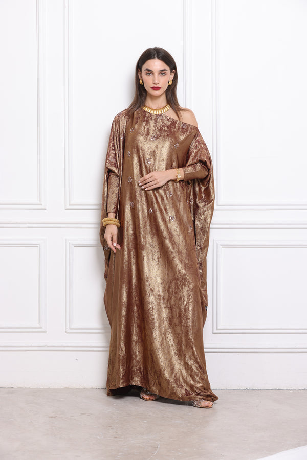 Maroon off shoulder Kaftan