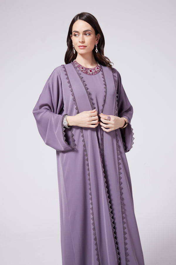 Purple Lace Abaya