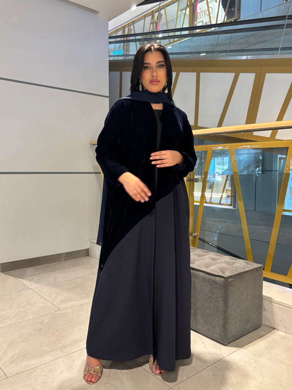 Reem Blue Velvet Abaya