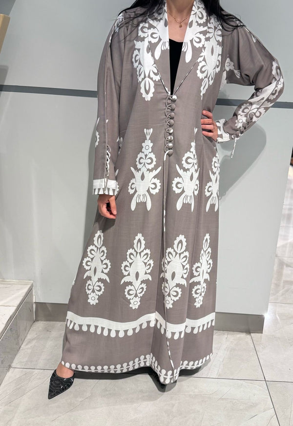 Grey Linen Abaya