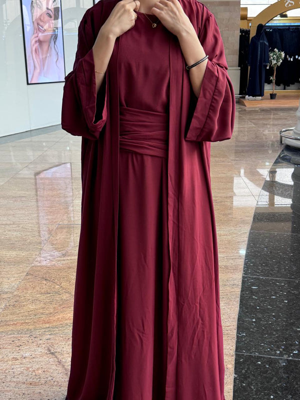 3pc Daily Red Abaya set
