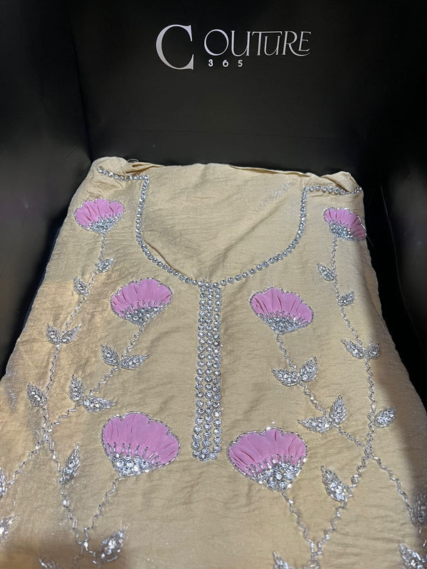 Yellow Flower Emirati Mukhawar - Stiched