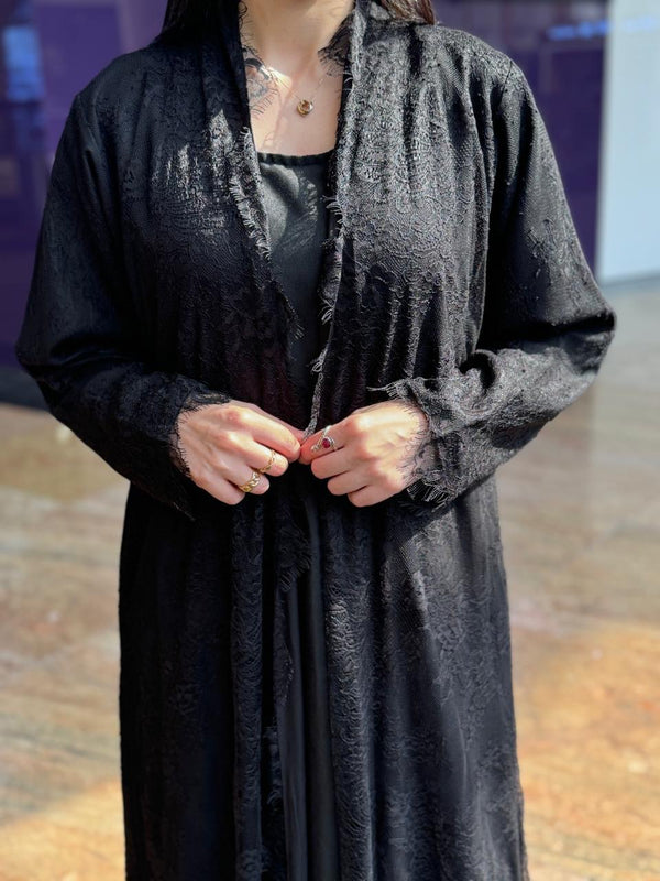 Al Maha Lace Abaya - Black