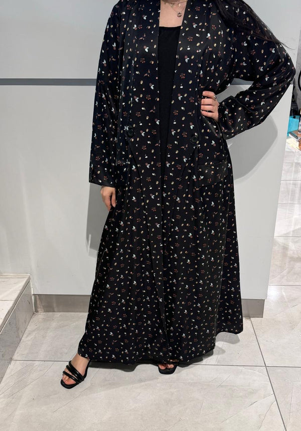 Busy Bee Abaya - Black silk