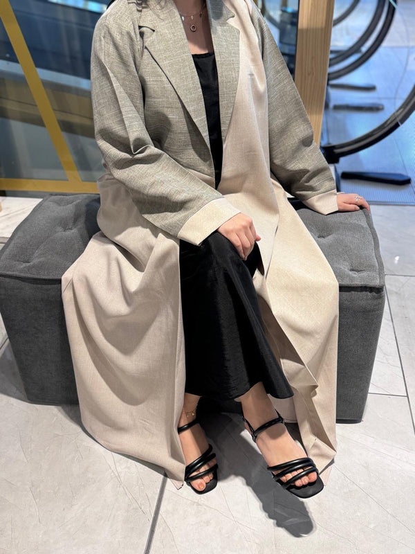 Linen two tone abaya