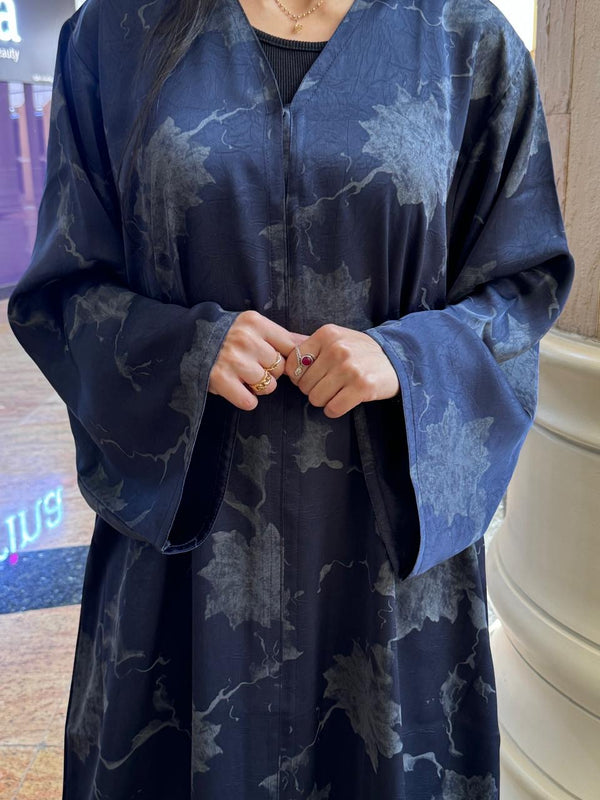 Daily Blue Fall Silver Leaves Abaya
