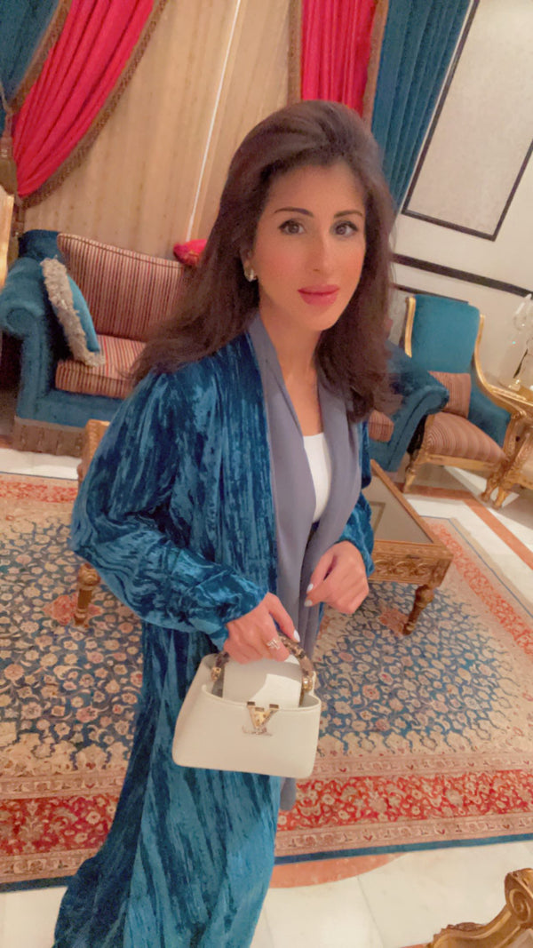 Turquoise Velvet Abaya