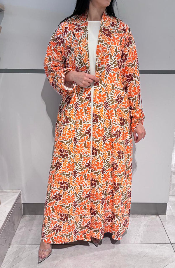 Orange Summer Flower Abaya