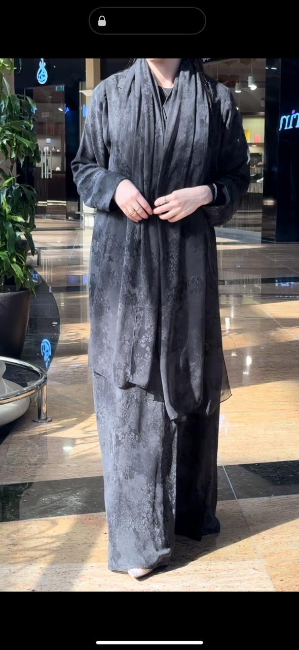 Grey Chiffon Abaya