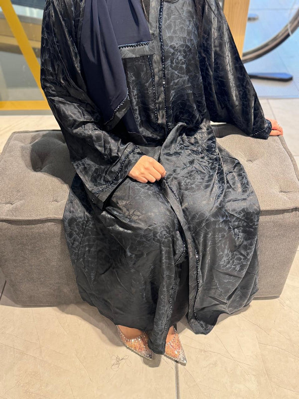 Daily Dark Blue Beaded Abaya