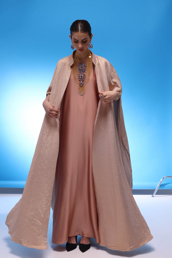Paris Light Gold Cape Abaya - 2pc set