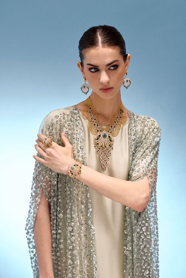 Pistachio beaded kaftan